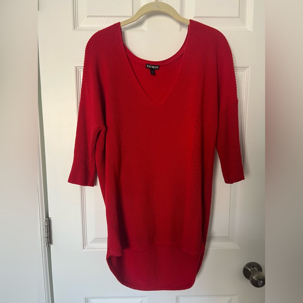 Express Women’s Red Oversized Knit Sweater size Small